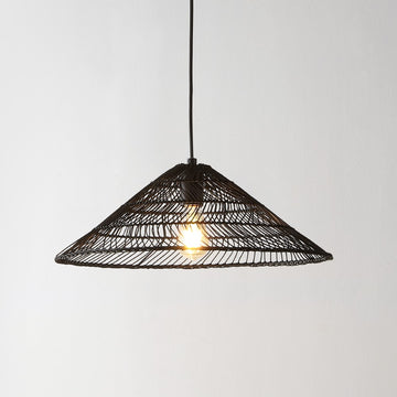 Nova 20.25" Farmhouse Coastal Rattan 180" Cord Plug-In or Hardwired LED Pendant - JONATHAN Y